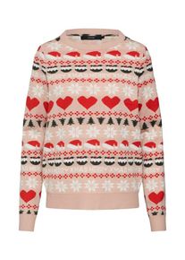 Véro Moda VERO MODA, Damen Pullover 'VMHEART LS O-NECK BLOUSE NVL', Rosa / Rosé / Weiß
