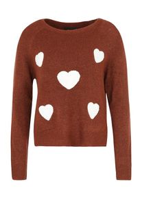 Only, Damen Strickpullover 'ONLBruxelles', Rostrot / Wei&szlig;