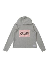 Calvin Klein Jeans, Mädchen Pullover 'MINI FLOWER CALVIN BOXY HOODIE', Graumeliert / Rosa