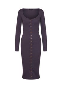 Missguided, Damen Kleid 'RIBBED POPPER LS MIDI DRESS', Basaltgrau