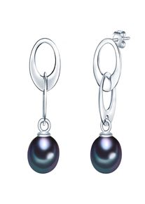 Valero Pearls, Damen Silberohrstecker mit Süßwasser-Zuchtperlen, Enzian / Silber