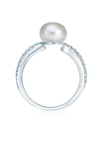 Valero Pearls, Damen Ring mit Perlen- und Steinbesatz, Silber / Perlwei&szlig;