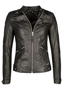 Mustang, Damen Lederjacke mit Raffungen 'Magdalena', Schwarz