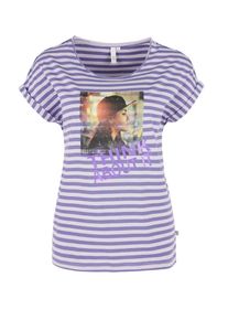 Q/S Designed By, Damen Streifenshirt, Lila / Weiß