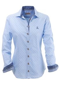 OS-Trachten, Damen Trachtenbluse im Karo-Design, Hellblau