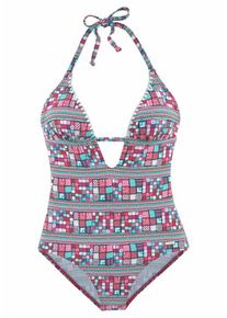 Sunseeker, Damen Badeanzug, Türkis / Pink / Rot / Weiß