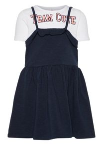 name it, Mädchen T-Shirt Kleid, Dunkelblau / Weiß