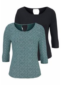 Lascana, Damen Shirt, Mint / Schwarz