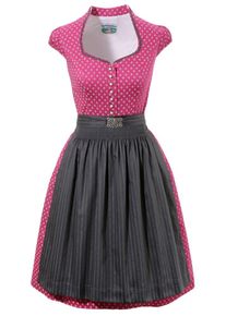 Turi Landhaus, Damen Dirndl midi mit Kelchkragen, Anthrazit / Pink