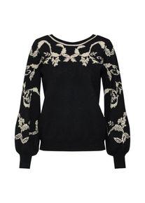 Vila, Damen Pullover 'BROCADE', Beigemeliert / Schwarz