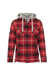 Superdry, Herren Jacke 'EVEREST STORM SHIRT', Grau / Rot / Schwarz