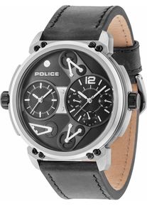 Police, Herren Multifunktionsuhr 'STEAMPUNK, PL14693JS.02A', Schwarz / Silber