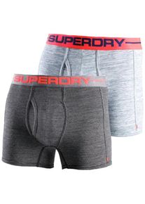 Superdry, Herren Boxer, Blaumeliert / Basaltgrau / Hellrot / Wei&szlig;