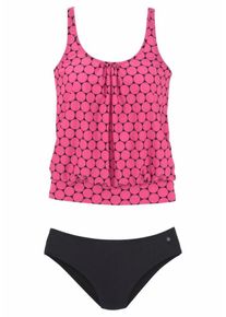 s.Oliver RED LABEL Beachwear, Damen Oversize-Tankini, Dunkelpink / Schwarz