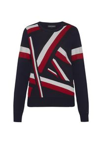 Tommy Hilfiger, Damen Pullover 'ABINA GRAPHIC C-NK SWTR', Dunkelblau / Rot / Schwarz / Weiß