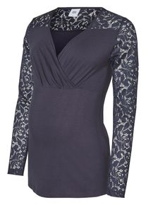 MAMALICIOUS, Damen Spitzendetail Umstandstop, langarm, Blau