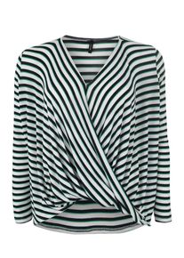Vero Moda Curve, Damen Pullover 'VMIRENE HONIE LS WRAP TOP CURVE', Nachtblau / Dunkelgrün / Weiß