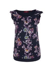 s.Oliver RED LABEL, Damen Blusentop, Navy / Hellblau / Lila / Weiß