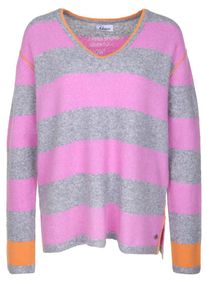grace, Damen Pullover, Grau / Hellorange / Pink