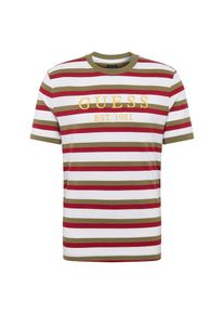 Guess, Herren Shirt 'ROD CN', Weinrot / Wei&szlig;