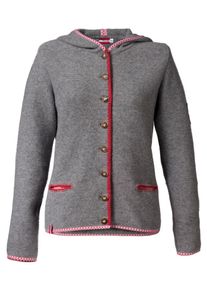 Almgwand, Damen Trachtenstrickjacke mit Kapuze, Grau