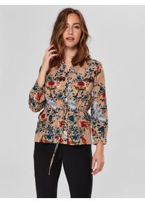 Selected Femme, Damen Bluse, Himmelblau / Hellbraun / Rot