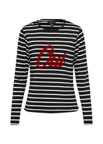 New Look, Damen Sweatshirt mit Streifen, Schwarz / Weiß