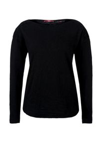 s.Oliver RED LABEL, Damen Slub-Shirt mit Spitze, Schwarz