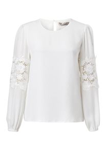 Hallhuber, Damen Seidenbluse, Weiß
