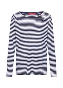 s.Oliver RED LABEL, Damen Shirt 'Lurex', Navy / Weiß