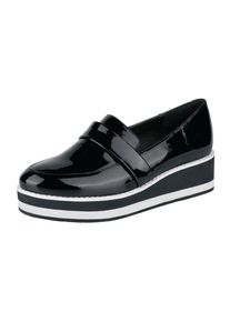 Heine, Damen Slipper, Schwarz / Weiß