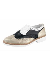 Heine, Damen Schnürer, Gold / Schwarz / Weiß