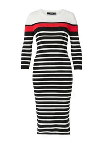 Hallhuber, Damen Midi-Strickkleid, Rot / Schwarz / Wei&szlig;