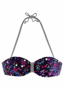 s.Oliver RED LABEL Beachwear, Damen Bügel-Bandeau-Top 'Leni', Hellgrün / Violettblau / Pink / Schwarz / Weiß