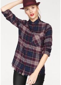 AJC, Damen Hemdbluse, Dunkelblau / Weinrot