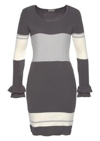Boysen's BOYSEN'S, Damen Strickkleid, Anthrazit / Hellgrau / Wollwei&szlig;