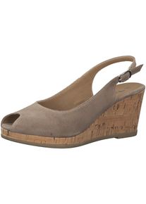 Tamaris, Damen Sandale 'Peeptoe Wedge', Camel