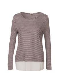 Esprit, Damen Langarmshirt, Bordeaux / Weiß