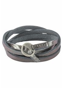 J. JAYZ, Damen Lederarmband, Anthrazit / Silber