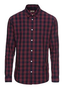 Jack & Jones JACK & JONES, Herren Hemd 'JJEGINGHAM SHIRT L/S', Dunkelblau / Weinrot