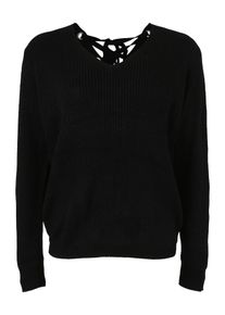Urban Classics Curvy, Damen Pullover 'Ladies Back Lace Up Sweater', Schwarz