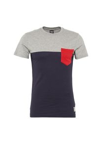 Iriedaily, Herren T-Shirt 'Block Pocket 2 Tee', Blau / Graumeliert / Rot