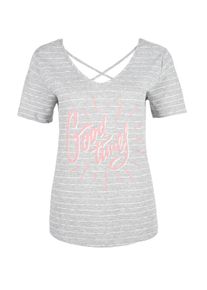 s.Oliver RED LABEL, Damen Shirt mit Wording, Grau / Rosa / Weiß