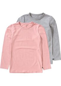 Minymo, M&auml;dchen Langarmshirt 2er Pack f&uuml;r M&auml;dchen, Grau / Rosa