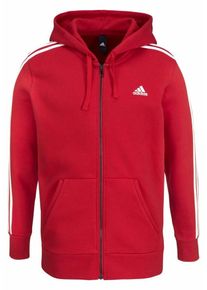 adidas Performance, Herren Kapuzensweatjacke 'Essentials 3S', Rot / Wei&szlig;