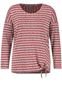 SAMOON, Damen Longsleeve, Graumeliert / Rot