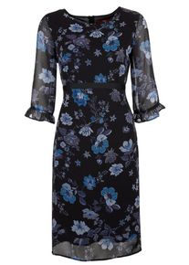 s.Oliver RED LABEL, Damen Cr&ecirc;pekleid, Blau / Schwarz