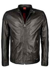 Mustang, Herren Lederjacke mit Reißverschluss und Stehkragen ' Max ', Schwarz