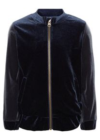 name it, M&auml;dchen Sportliche Velours- Strickjacke, Nachtblau