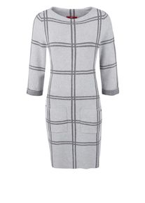 s.Oliver RED LABEL, Damen Strickkleid im Karo-Design, Hellgrau